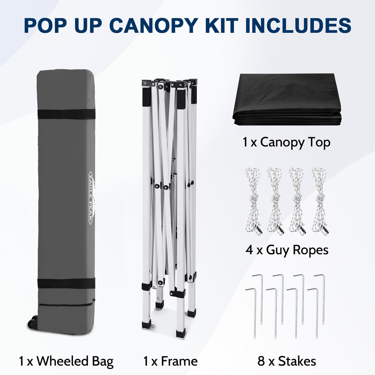 8x8 Slant Leg Pop-up Canopy Tent, Shelter 8x8 Base 6x6 Top - Eagle Peak®