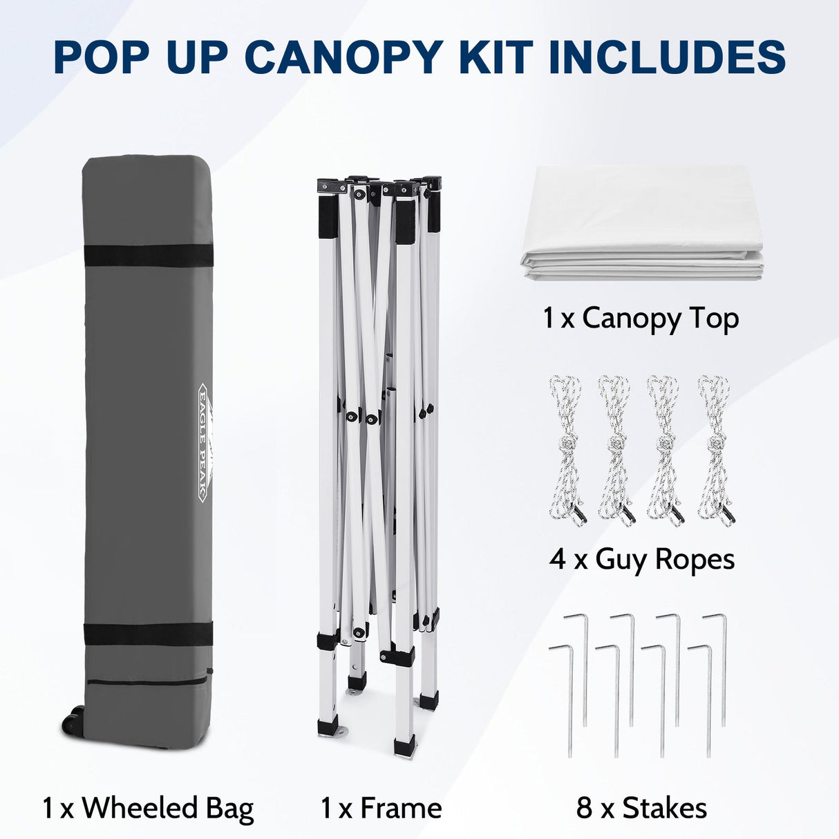 8x8 Slant Leg Pop-up Canopy Tent, Shelter 8x8 Base 6x6 Top - Eagle Peak®