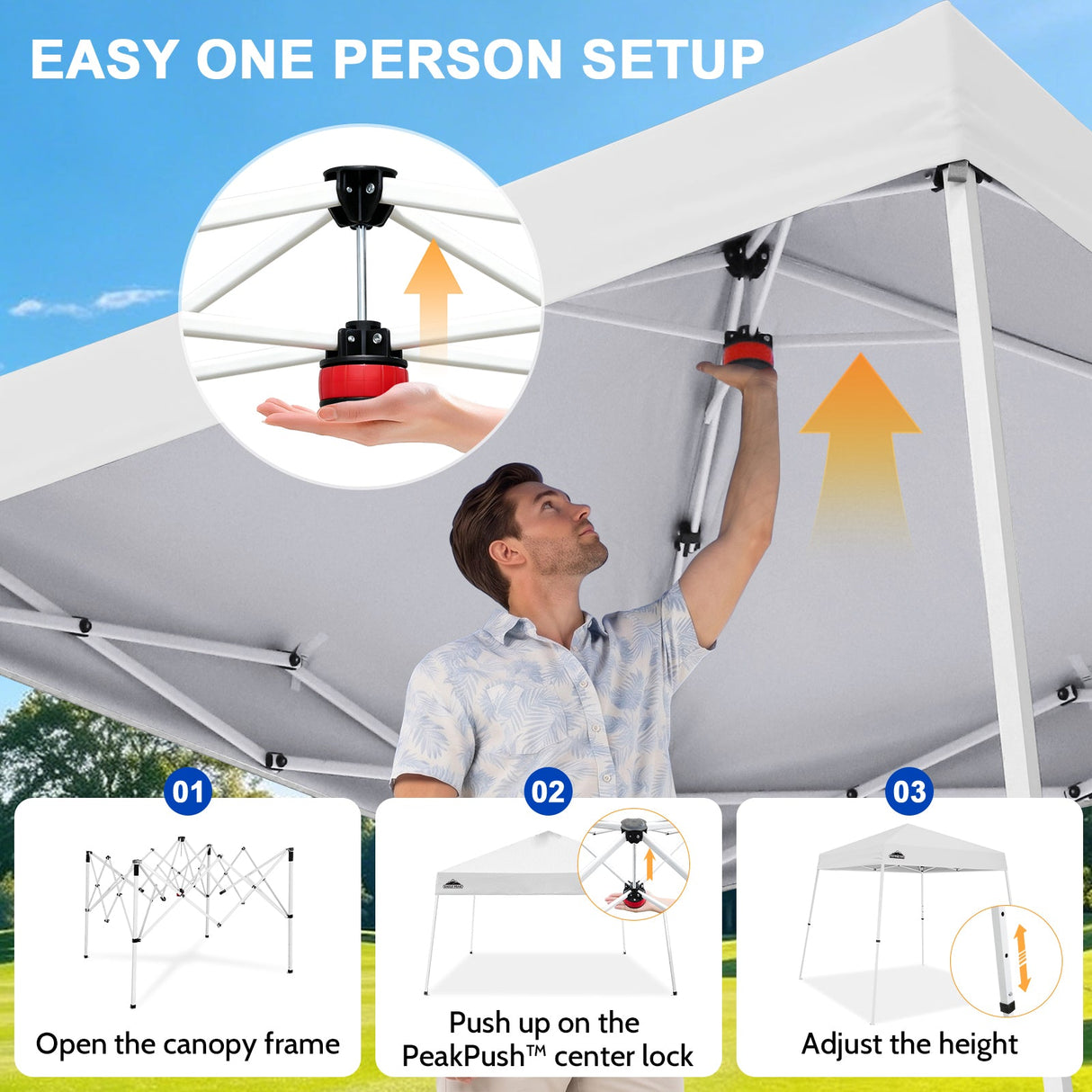 8x8 Slant Leg Pop-up Canopy Tent, Shelter 8x8 Base 6x6 Top - Eagle Peak®
