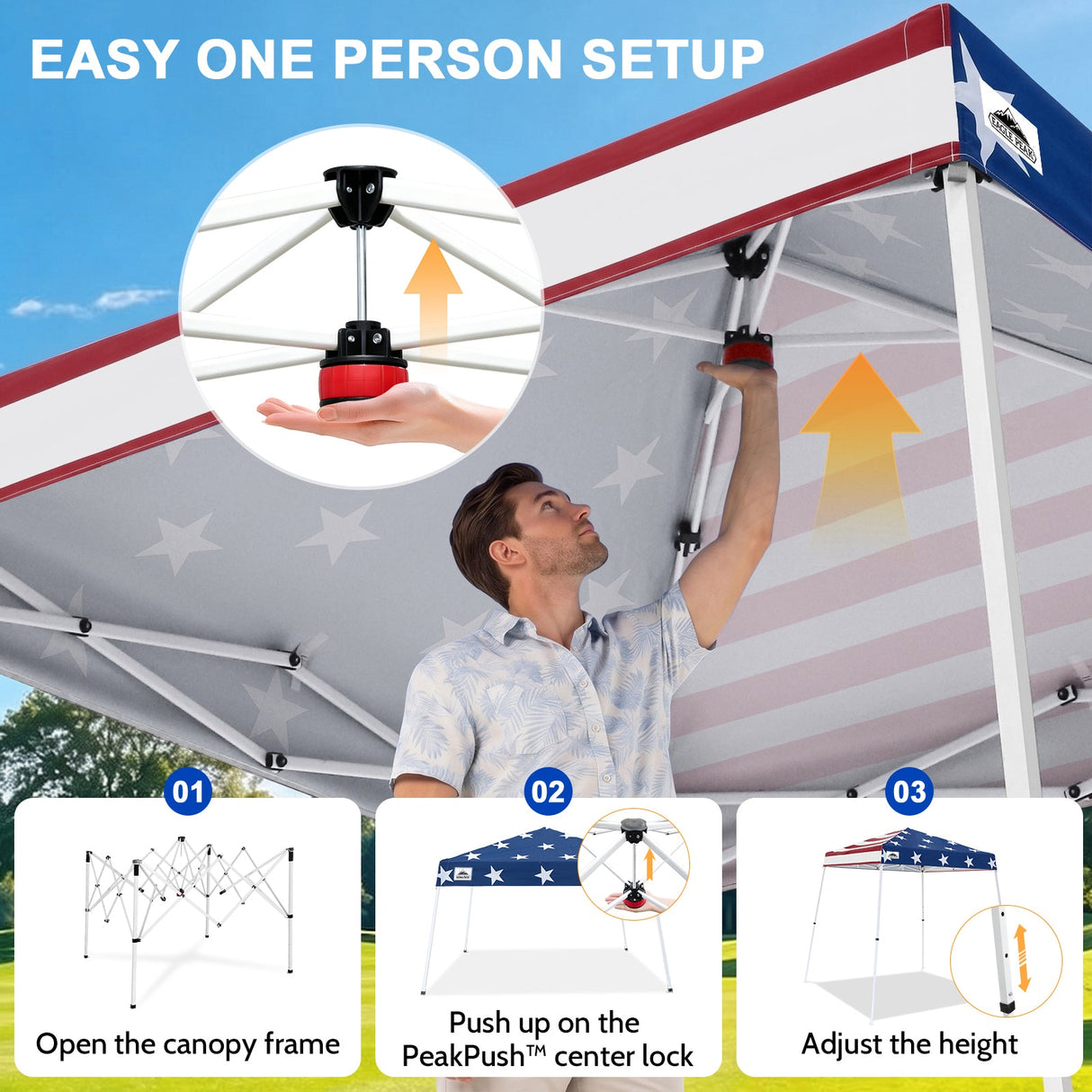 8x8 Slant Leg Pop-up Canopy Tent, Shelter 8x8 Base 6x6 Top - Eagle Peak®