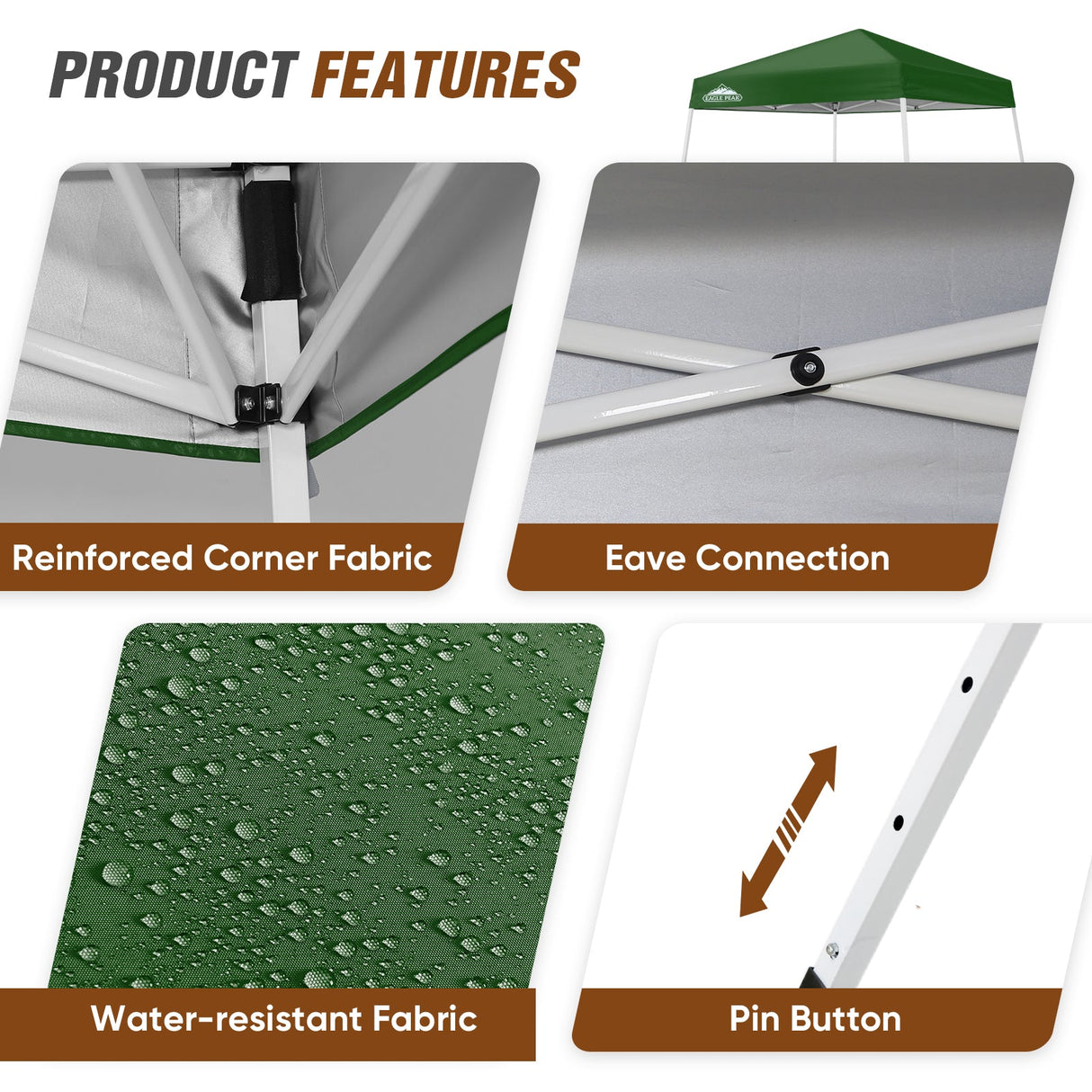 8x8 Slant Leg Pop - up Canopy Tent, Shelter 8x8 Base 6x6 Top - Eagle Peak Custom Canopy Tent