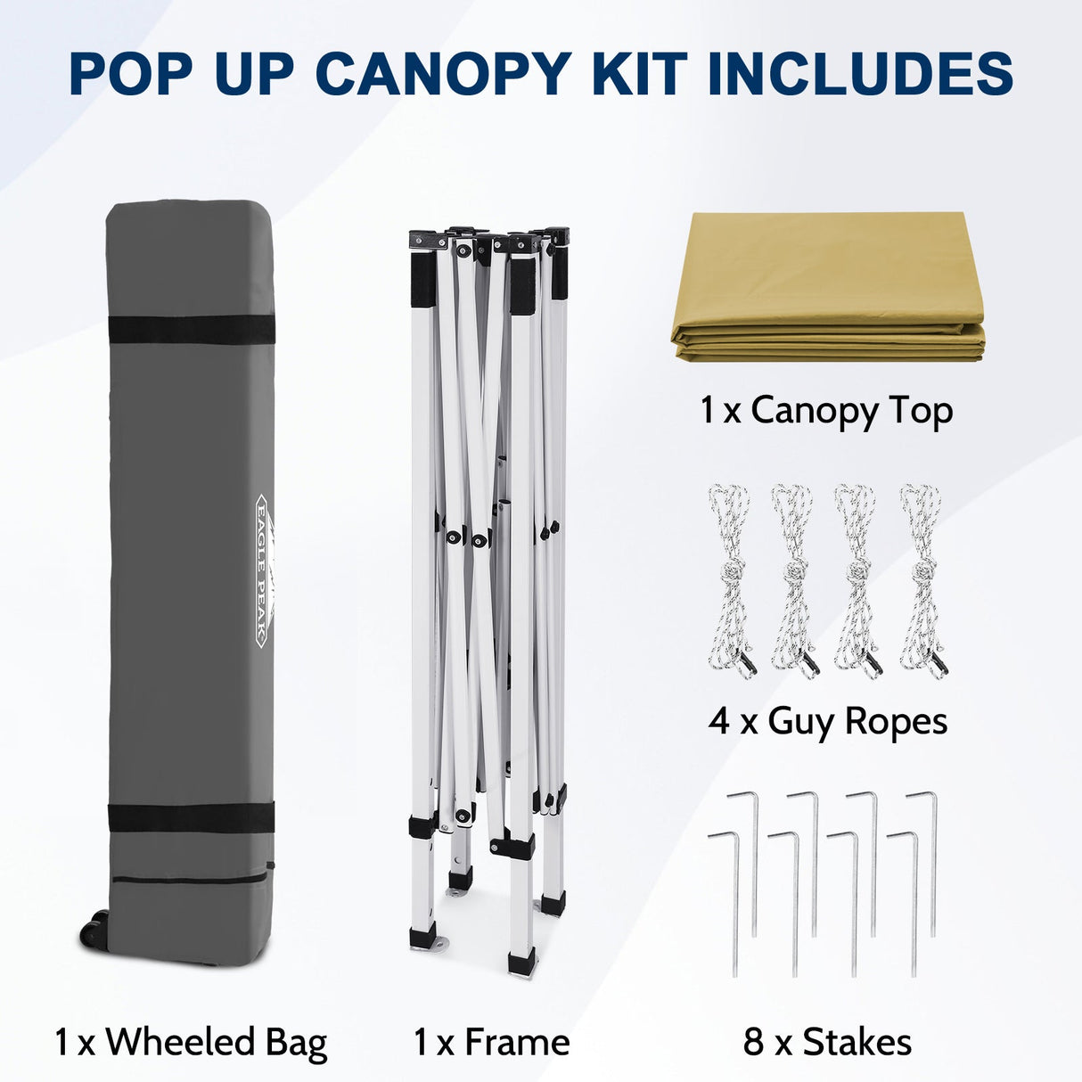 8x8 Slant Leg Pop-up Canopy Tent, Shelter 8x8 Base 6x6 Top - Eagle Peak®
