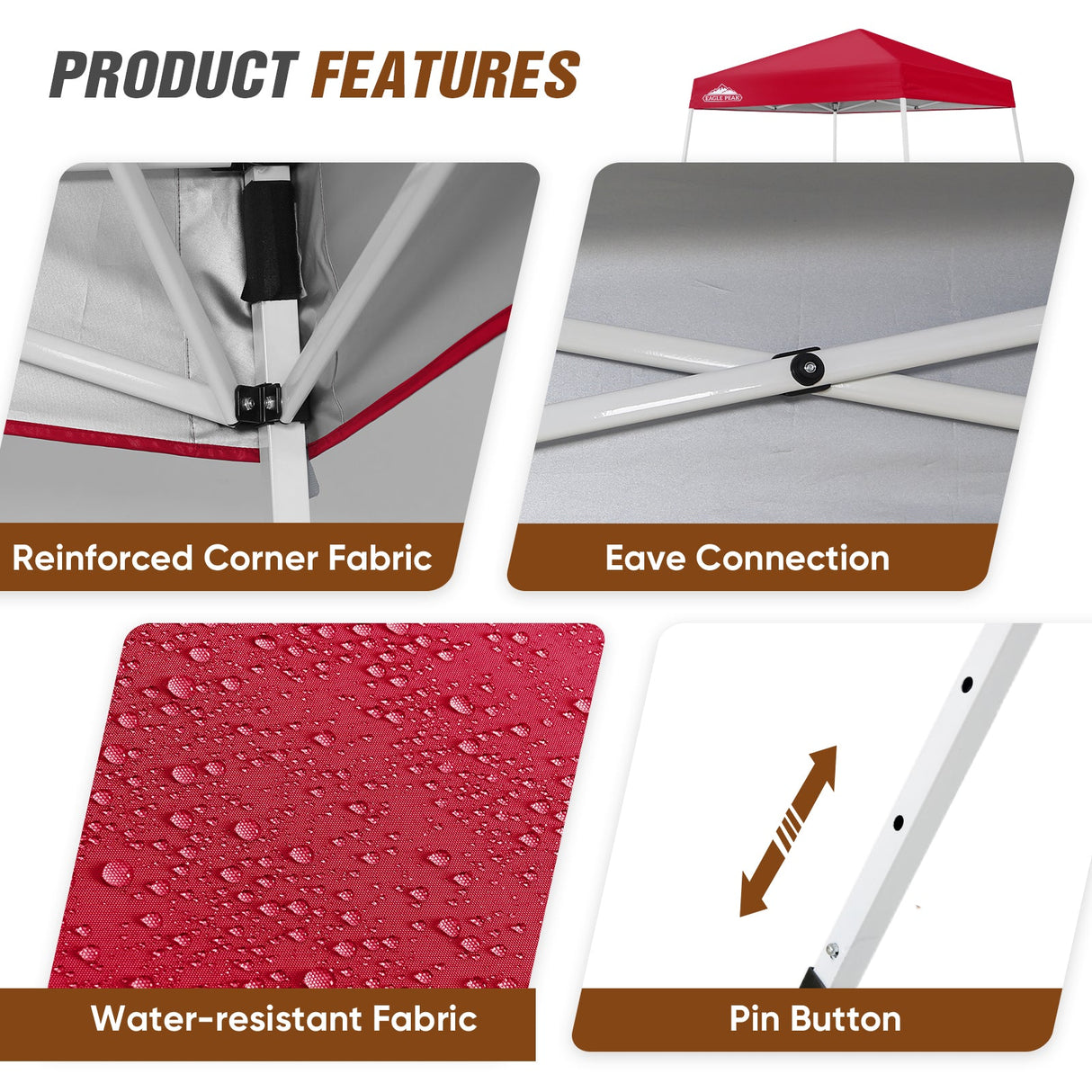 8x8 Slant Leg Pop - up Canopy Tent, Shelter 8x8 Base 6x6 Top - Eagle Peak Custom Canopy Tent