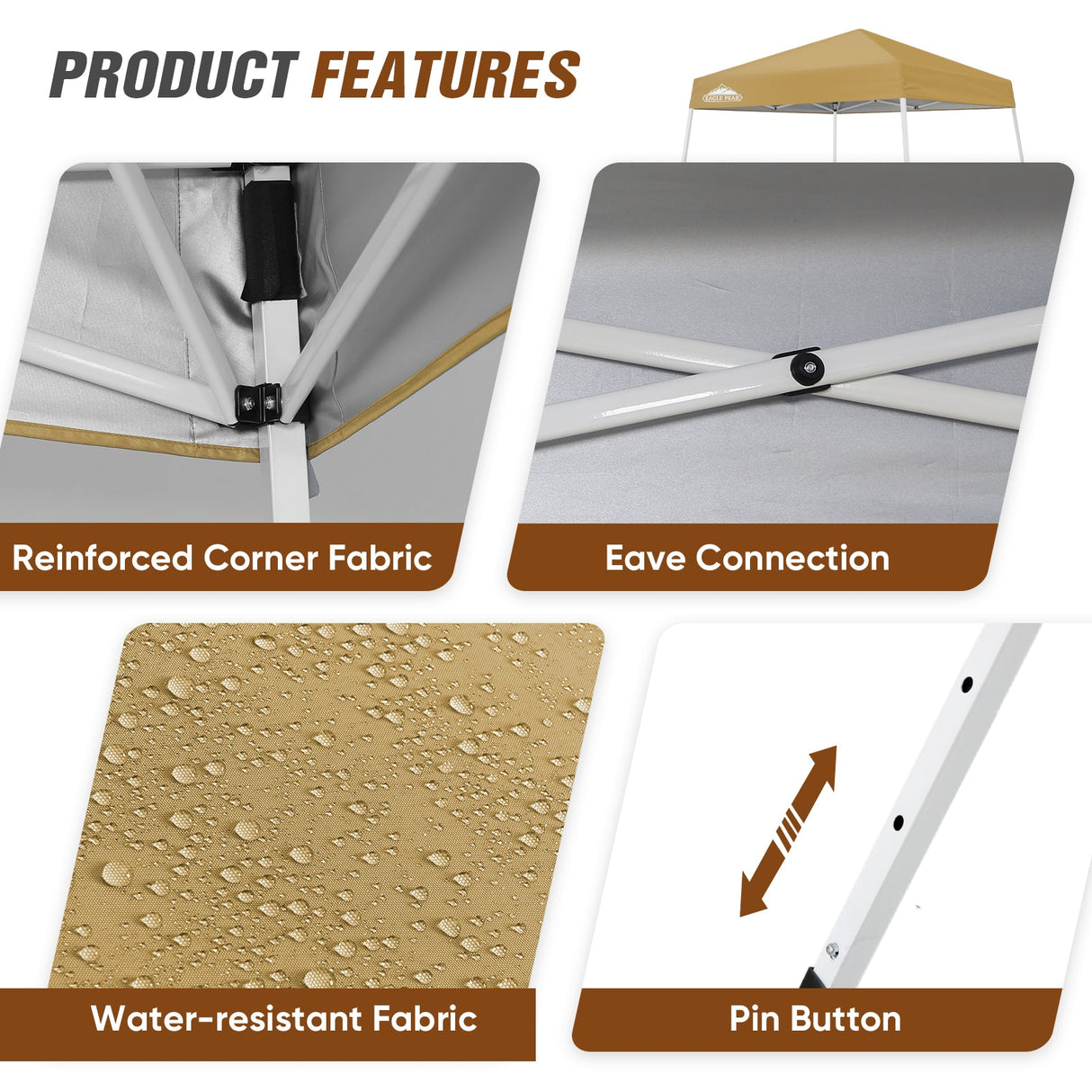 8x8 Slant Leg Pop - up Canopy Tent, Shelter 8x8 Base 6x6 Top - Eagle Peak Custom Canopy Tent