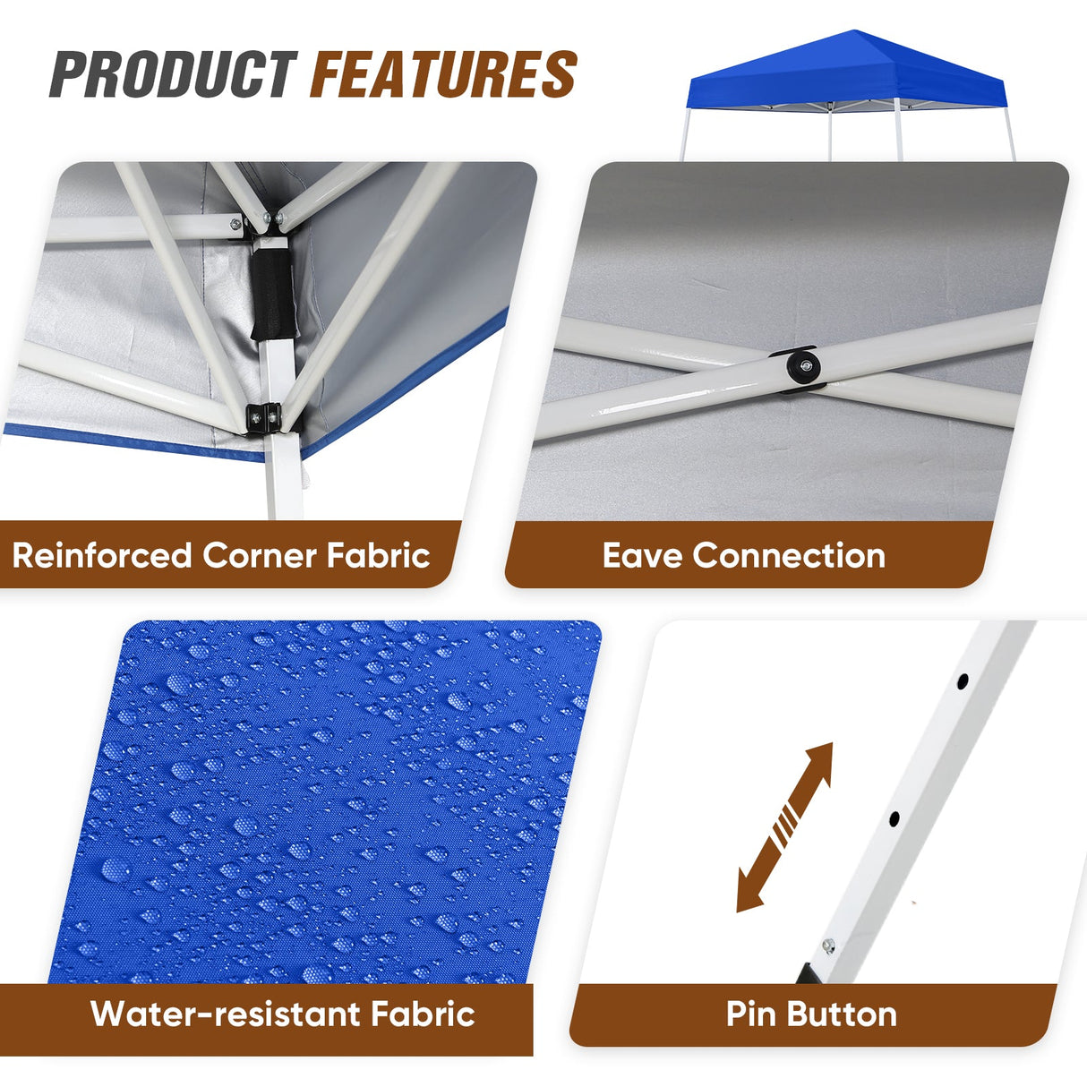 8x8 Slant Leg Pop - up Canopy Tent, Shelter 8x8 Base 6x6 Top - Eagle Peak Custom Canopy Tent