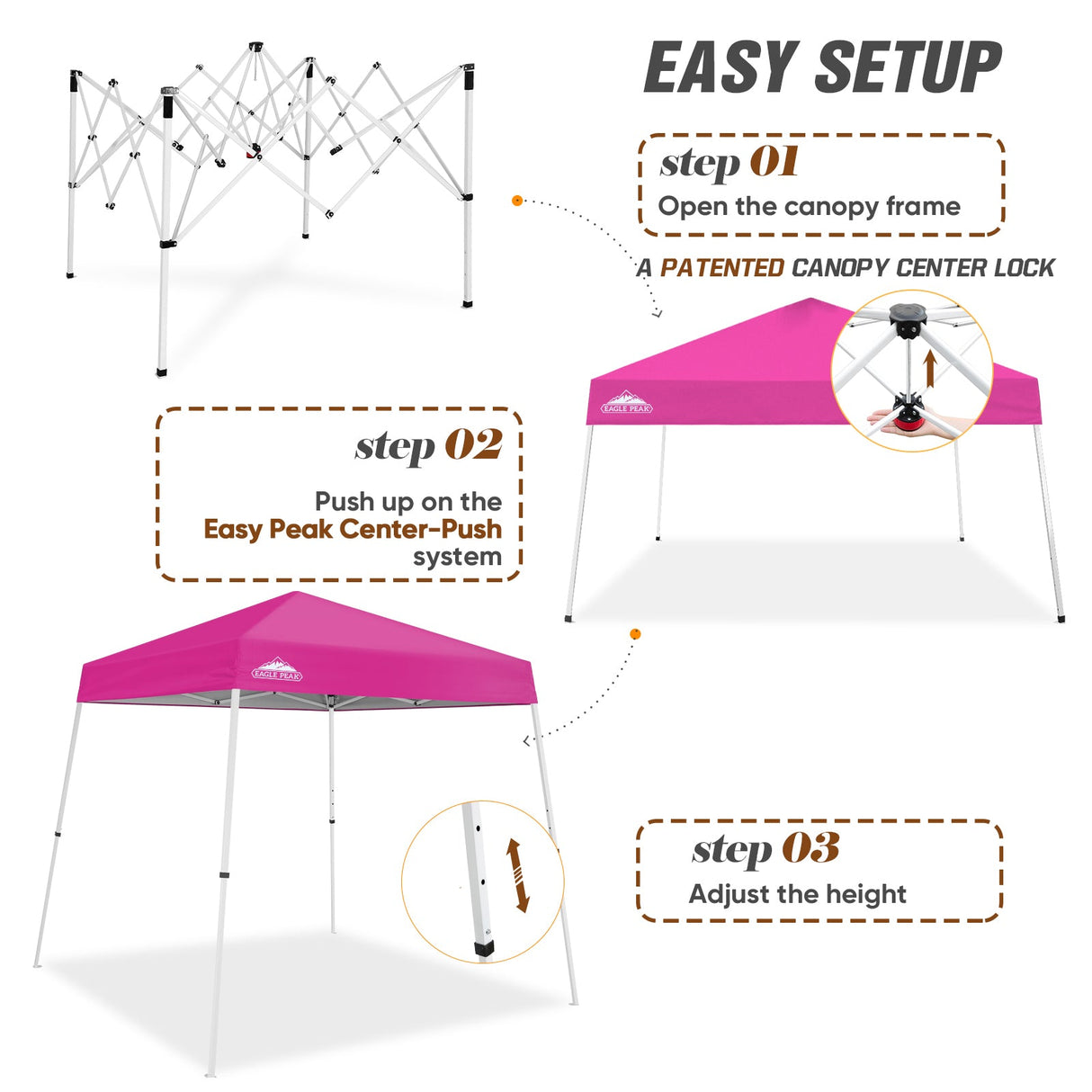 8x8 Slant Leg Pop - up Canopy Tent, Shelter 8x8 Base 6x6 Top - Eagle Peak Custom Canopy Tent