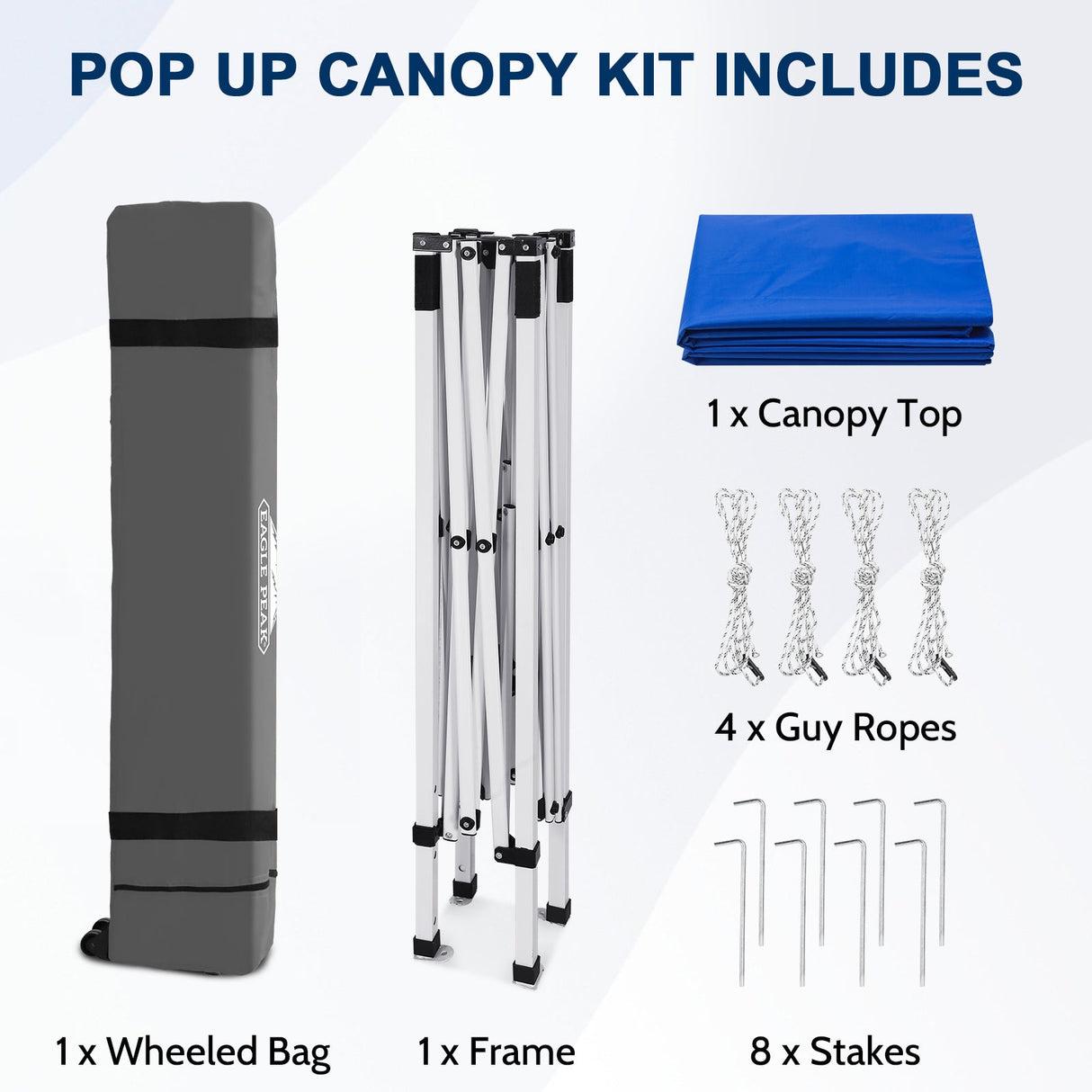 8x8 Slant Leg Pop-up Canopy Tent, Shelter 8x8 Base 6x6 Top - Eagle Peak®