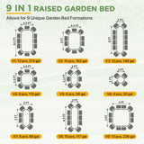 9 in 1 Modular 17in Customizable Elevated Raised Garden Bed, Olive Green - Eagle Peak®