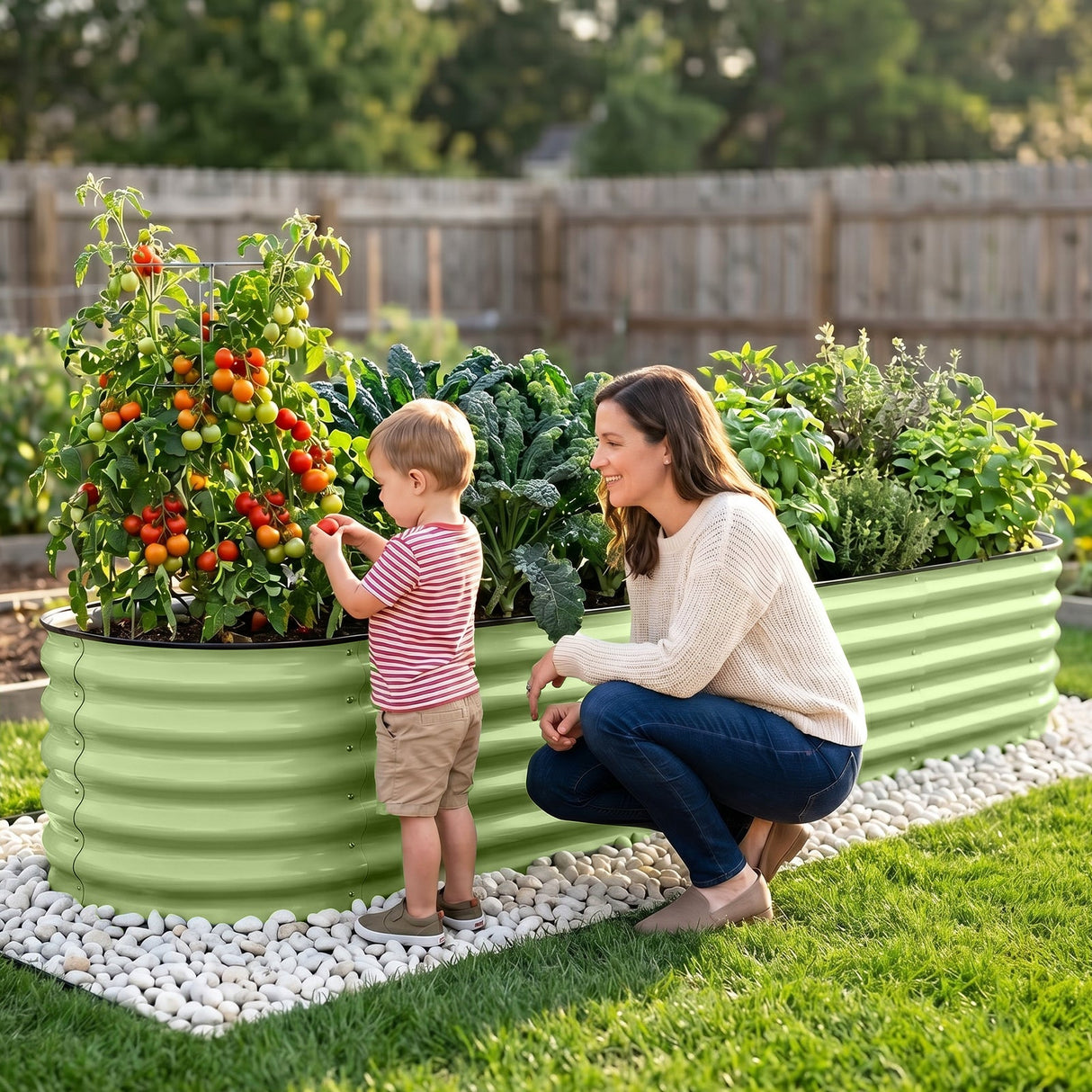 9 in 1 Modular 17in Customizable Elevated Raised Garden Bed, Olive Green - Eagle Peak®