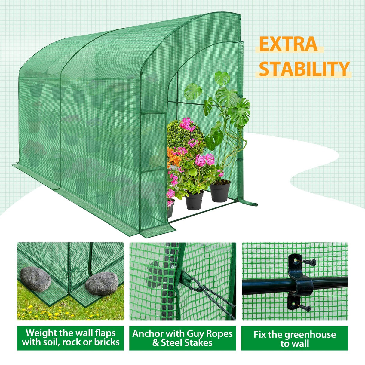 9.9x4.9x7.1 Outdoor Lean to Walk - in Greenhouse with Shelf - Eagle Peak