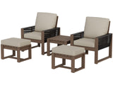 Natural Cedar Furniture Set, Chairs with Ottomans and Table, 5 Pieces