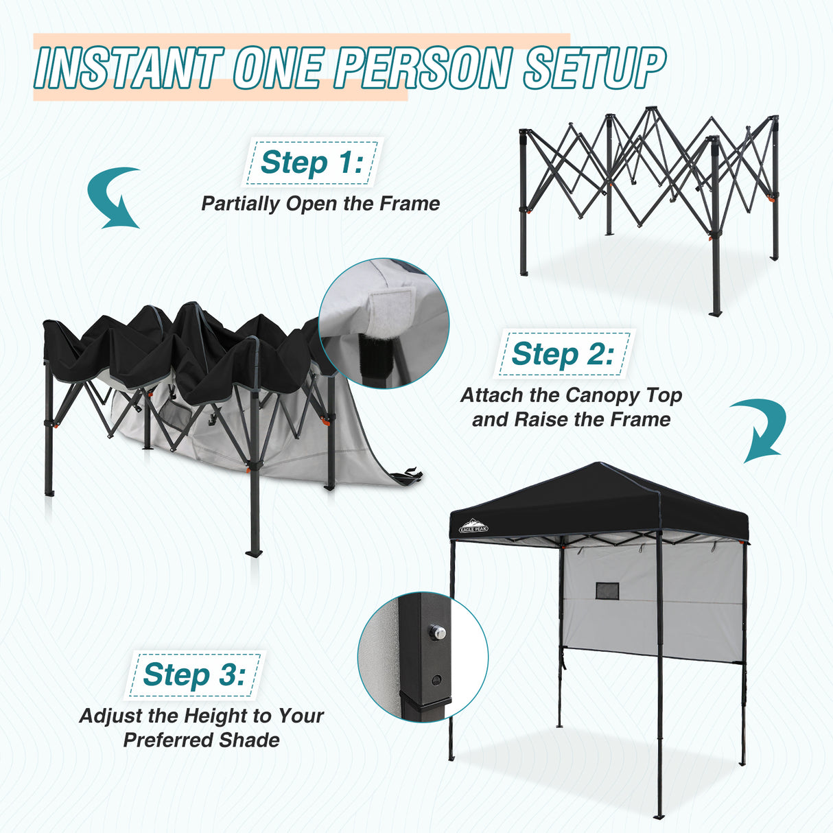 6x4 ft Instant Pop Up Canopy with Adjustable Sun Wall