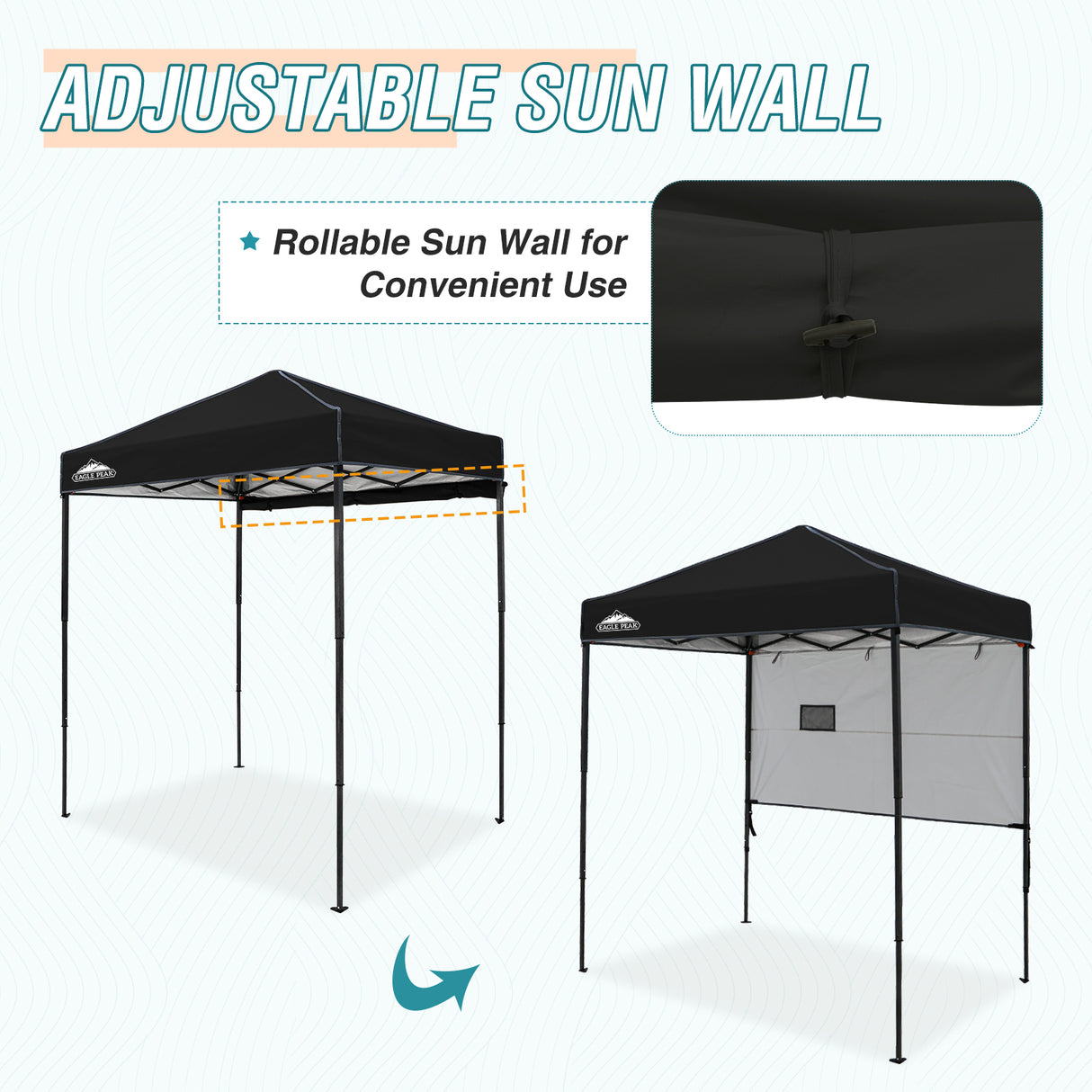 6x4 ft Instant Pop Up Canopy with Adjustable Sun Wall