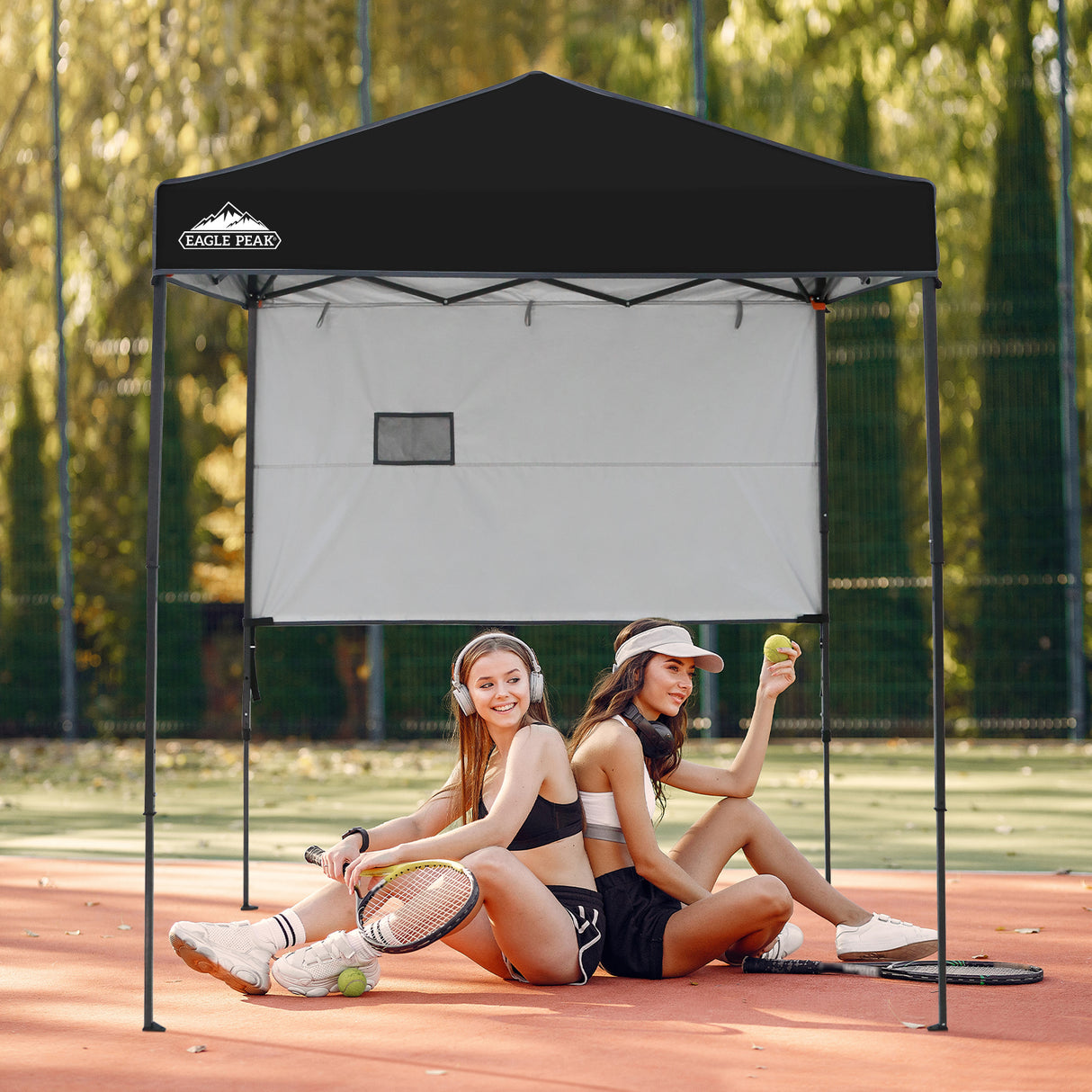 6x4 ft Instant Pop Up Canopy with Adjustable Sun Wall