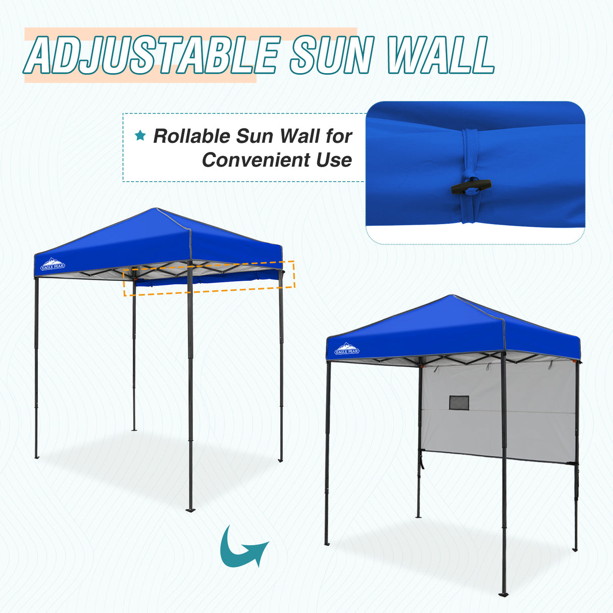 6x4 ft Instant Pop Up Canopy with Adjustable Sun Wall