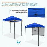 6x4 ft Instant Pop Up Canopy with Adjustable Sun Wall