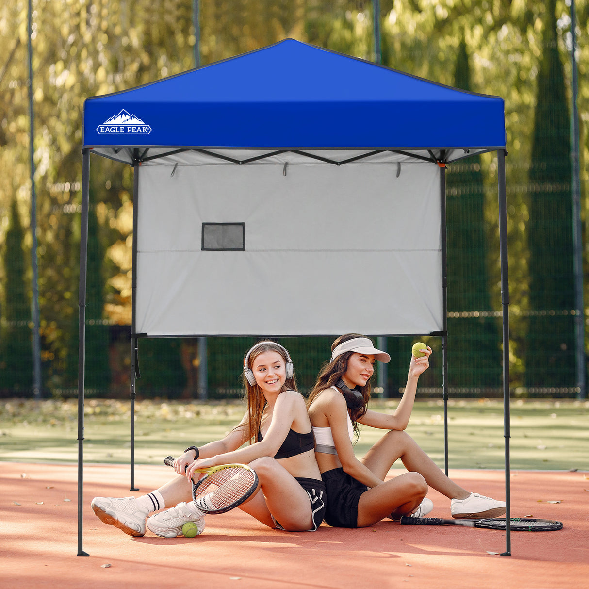 6x4 ft Instant Pop Up Canopy with Adjustable Sun Wall