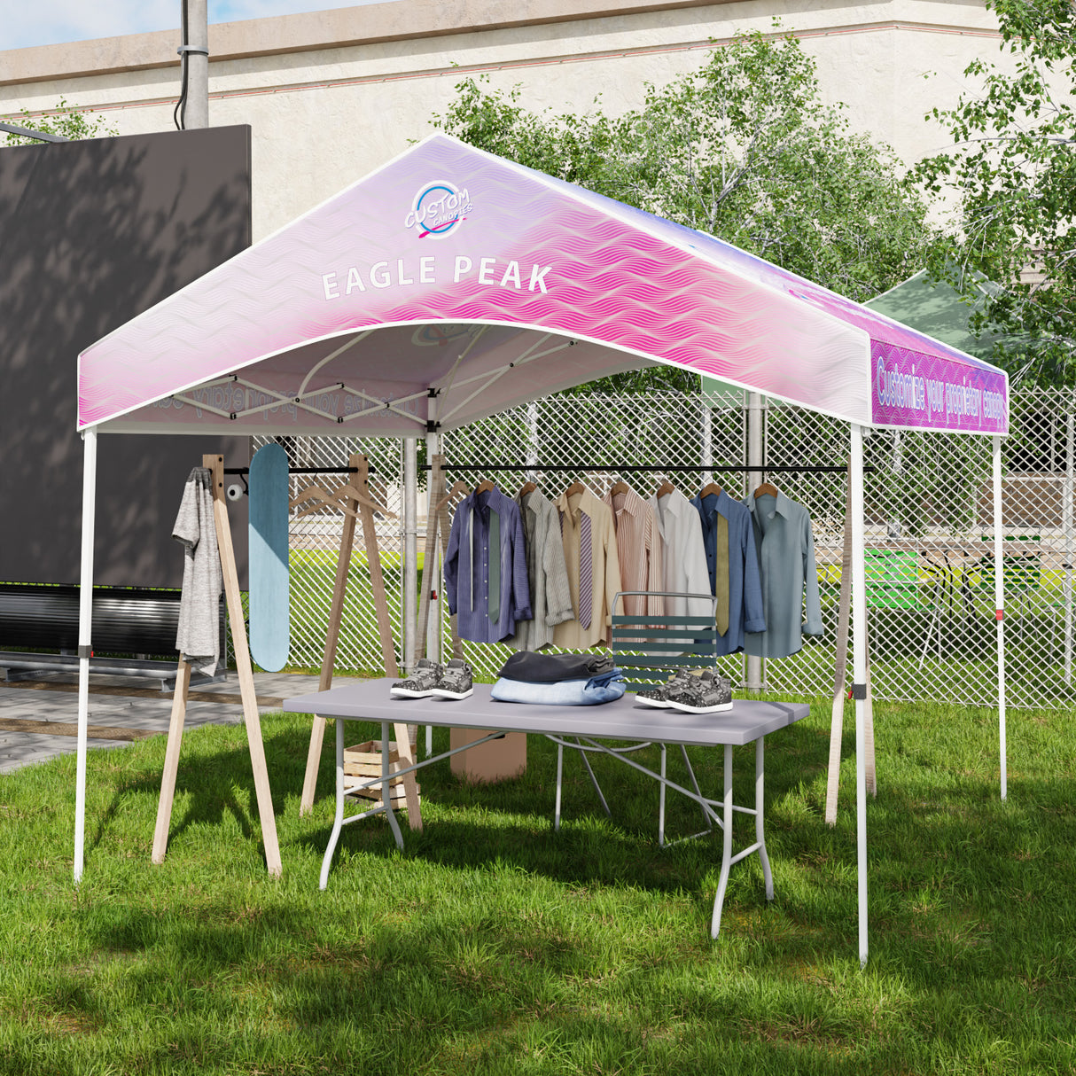 10x10 Custom Commercial Canopy with Gable Roof, Pop Up Custom Canopy Tent with Logo