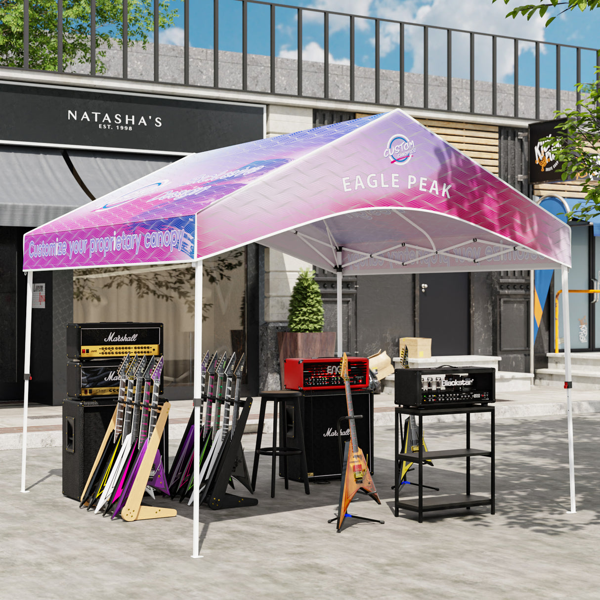 10x10 Custom Commercial Canopy with Gable Roof, Pop Up Custom Canopy Tent with Logo