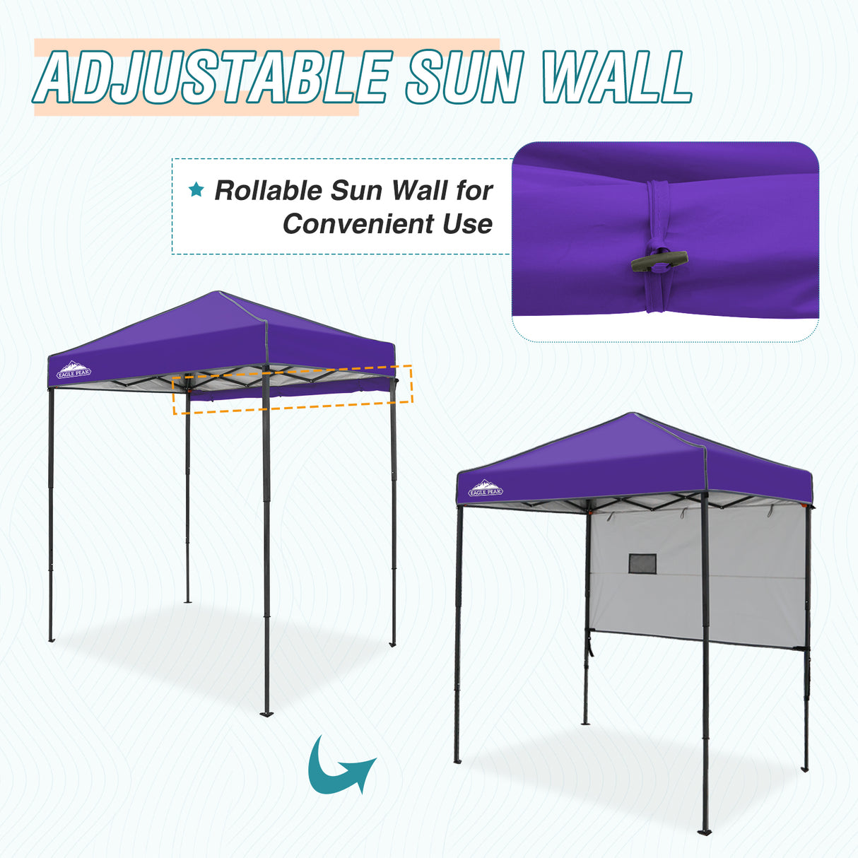 6x4 ft Instant Pop Up Canopy with Adjustable Sun Wall