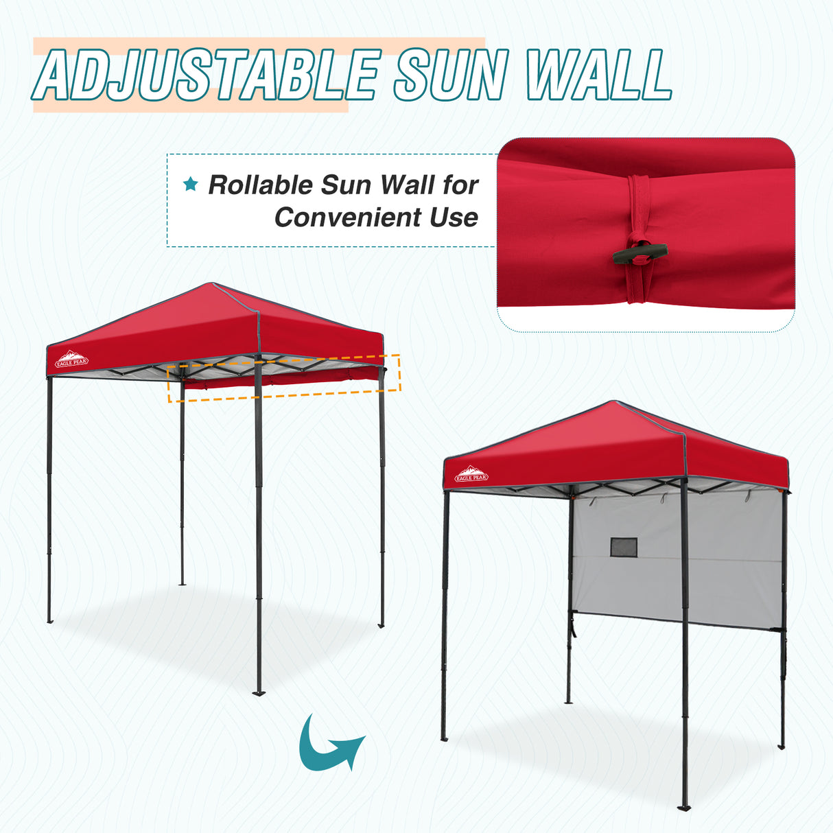 6x4 ft Instant Pop Up Canopy with Adjustable Sun Wall