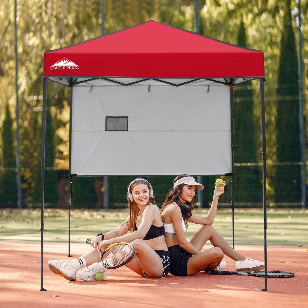 6x4 ft Instant Pop Up Canopy with Adjustable Sun Wall