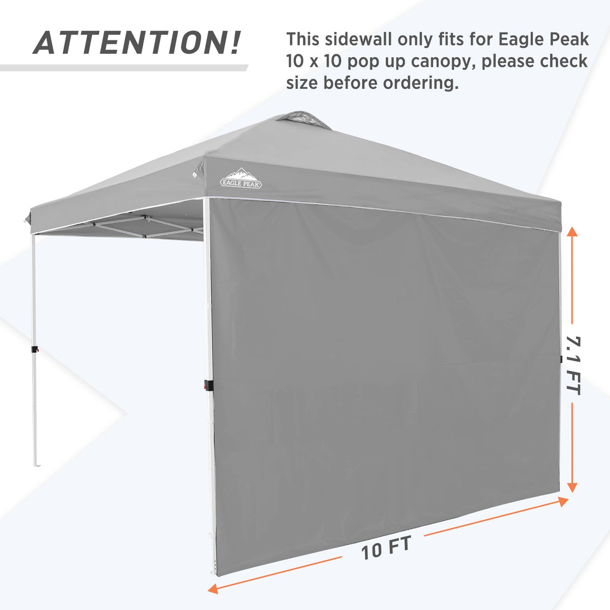 Canopy SunWall for E100 10x10 Straight Leg Pop Up Canopy, 1 Sidewall - Eagle Peak Custom Canopy Tent