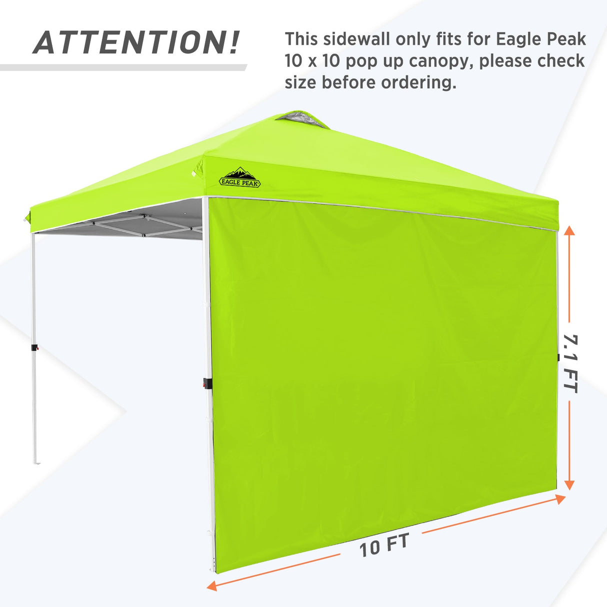 Canopy SunWall for E100 10x10 Straight Leg Pop Up Canopy, 1 Sidewall - Eagle Peak Custom Canopy Tent