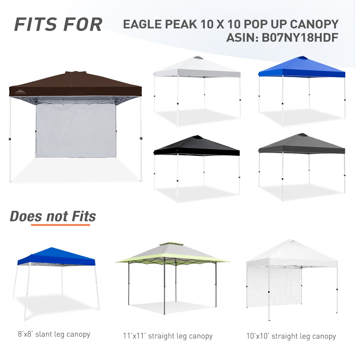 Canopy SunWall for E100 10x10 Straight Leg Pop Up Canopy, 1 Sidewall - Eagle Peak Custom Canopy Tent