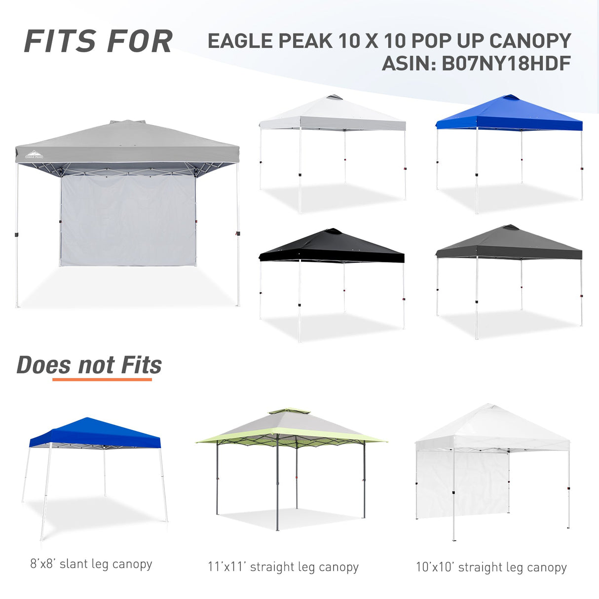 Canopy SunWall for E100 10x10 Straight Leg Pop Up Canopy, 1 Sidewall - Eagle Peak Custom Canopy Tent