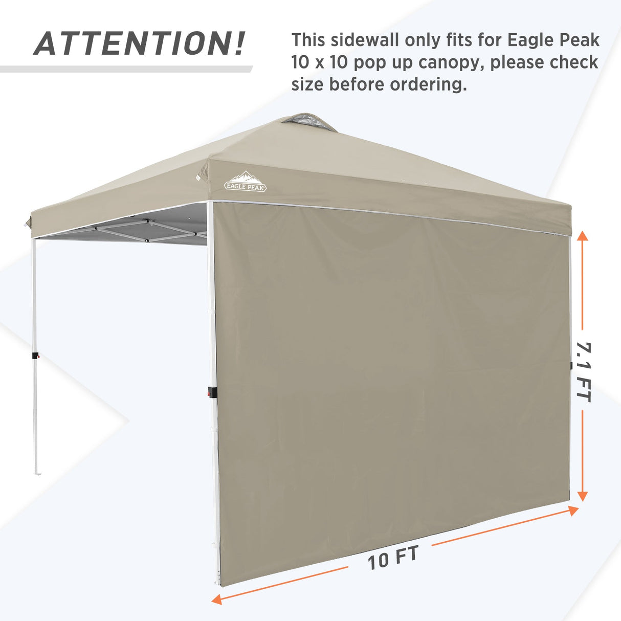 Canopy SunWall for E100 10x10 Straight Leg Pop Up Canopy, 1 Sidewall - Eagle Peak Custom Canopy Tent