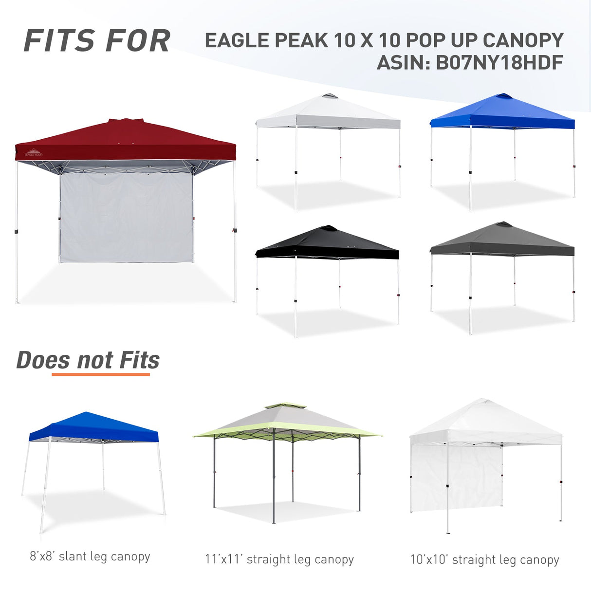 Canopy SunWall for E100 10x10 Straight Leg Pop Up Canopy, 1 Sidewall - Eagle Peak Custom Canopy Tent