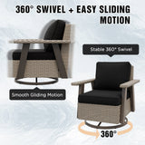 Classic Wicker 360° Swivel Glider Chair, Set of 4, Beige/Beige, Red, Dark Blue, Tan, Black - Eagle Peak Custom Canopy Tent