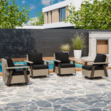 Classic Wicker 360° Swivel Glider Chair, Set of 4, Beige/Beige, Red, Dark Blue, Tan, Black - Eagle Peak Custom Canopy Tent