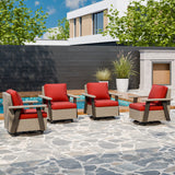 Classic Wicker 360° Swivel Glider Chair, Set of 4, Beige/Beige, Red, Dark Blue, Tan, Black - Eagle Peak Custom Canopy Tent