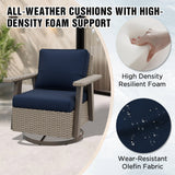 Classic Wicker 360° Swivel Glider Chair,Set of 1, Beige/Beige, Red, Dark Blue, Tan, Black - Eagle Peak Custom Canopy Tent