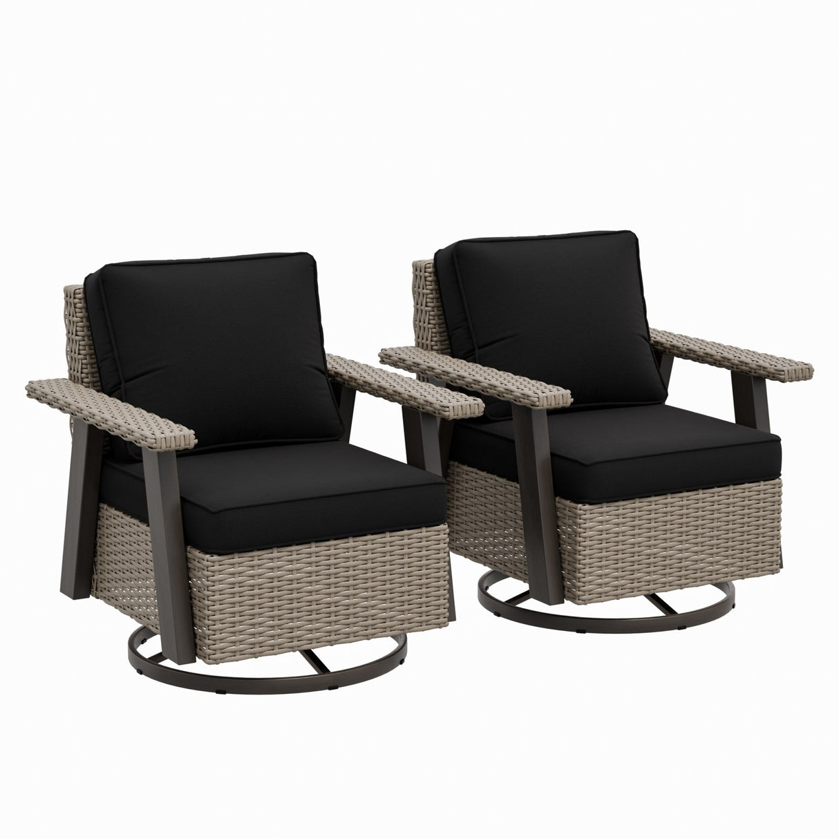 Classic Wicker 360° Swivel Glider Chair,Set of 2, Beige/Beige, Red, Dark Blue, Tan, Black - Eagle Peak Custom Canopy Tent