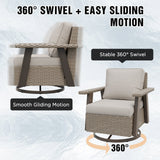 Classic Wicker 360° Swivel Glider Chair,Set of 2, Beige/Beige, Red, Dark Blue, Tan, Black - Eagle Peak Custom Canopy Tent