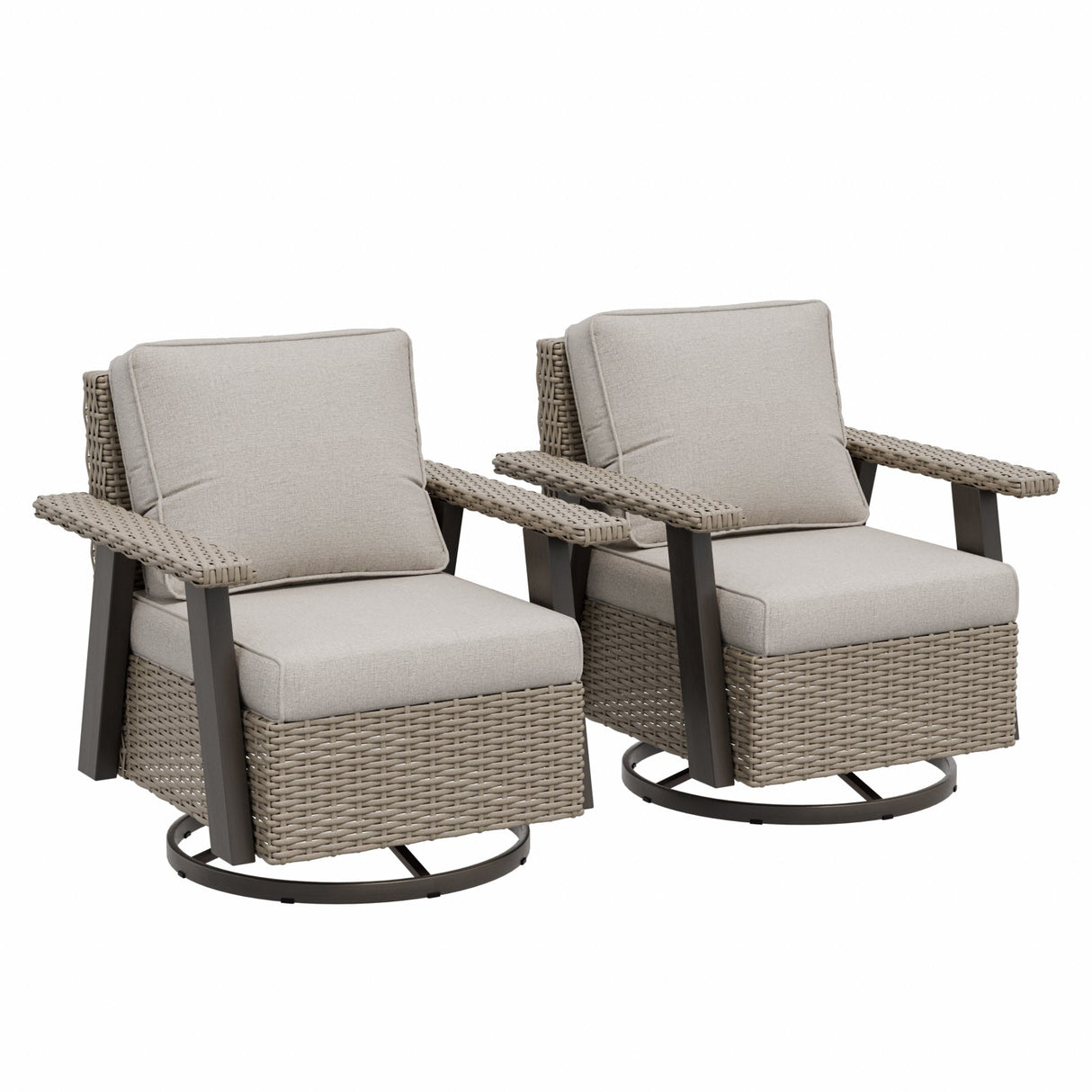 Classic Wicker 360° Swivel Glider Chair,Set of 2, Beige/Beige, Red, Dark Blue, Tan, Black - Eagle Peak Custom Canopy Tent