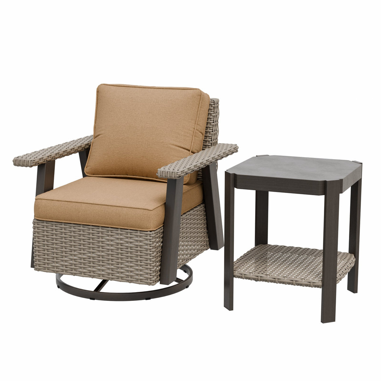 Classic Wicker Patio Bistro Set of 2, Beige/Beige, Red, Dark Blue, Tan, Black - Eagle Peak Custom Canopy Tent