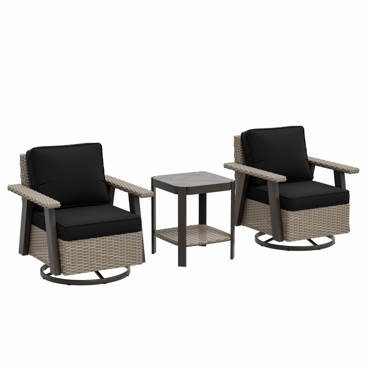 Classic Wicker Patio Bistro Set of 3, Beige/Beige, Red, Dark Blue, Tan, Black - Eagle Peak Custom Canopy Tent