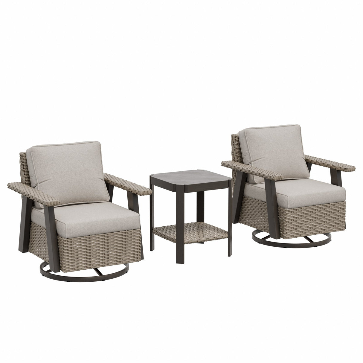 Classic Wicker Patio Bistro Set of 3, Beige/Beige, Red, Dark Blue, Tan, Black - Eagle Peak Custom Canopy Tent