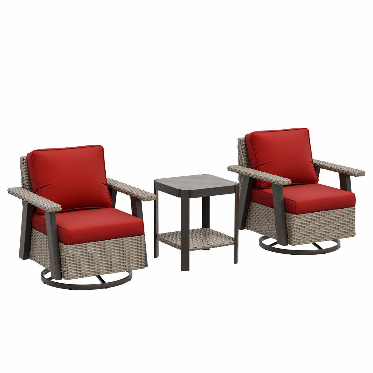 Classic Wicker Patio Bistro Set of 3, Beige/Beige, Red, Dark Blue, Tan, Black - Eagle Peak Custom Canopy Tent