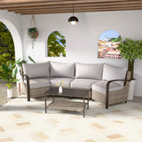 Coastal Vista Outdoor Patio Furniture Set w/ Sectional Sofas, and Coffee Table, Seats 4 - Eagle Peak Custom Canopy Tent