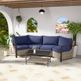 Coastal Vista Outdoor Patio Furniture Set w/ Sectional Sofas, and Coffee Table, Seats 4 - Eagle Peak Custom Canopy Tent