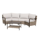 Coastal Vista Outdoor Patio Furniture Set w/ Sectional Sofas, and Coffee Table, Seats 4 - Eagle Peak Custom Canopy Tent