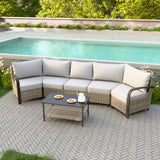 Coastal Vista Outdoor Patio Furniture Set w/ Sectional Sofas, and Coffee Table, Seats 5 - Eagle Peak Custom Canopy Tent