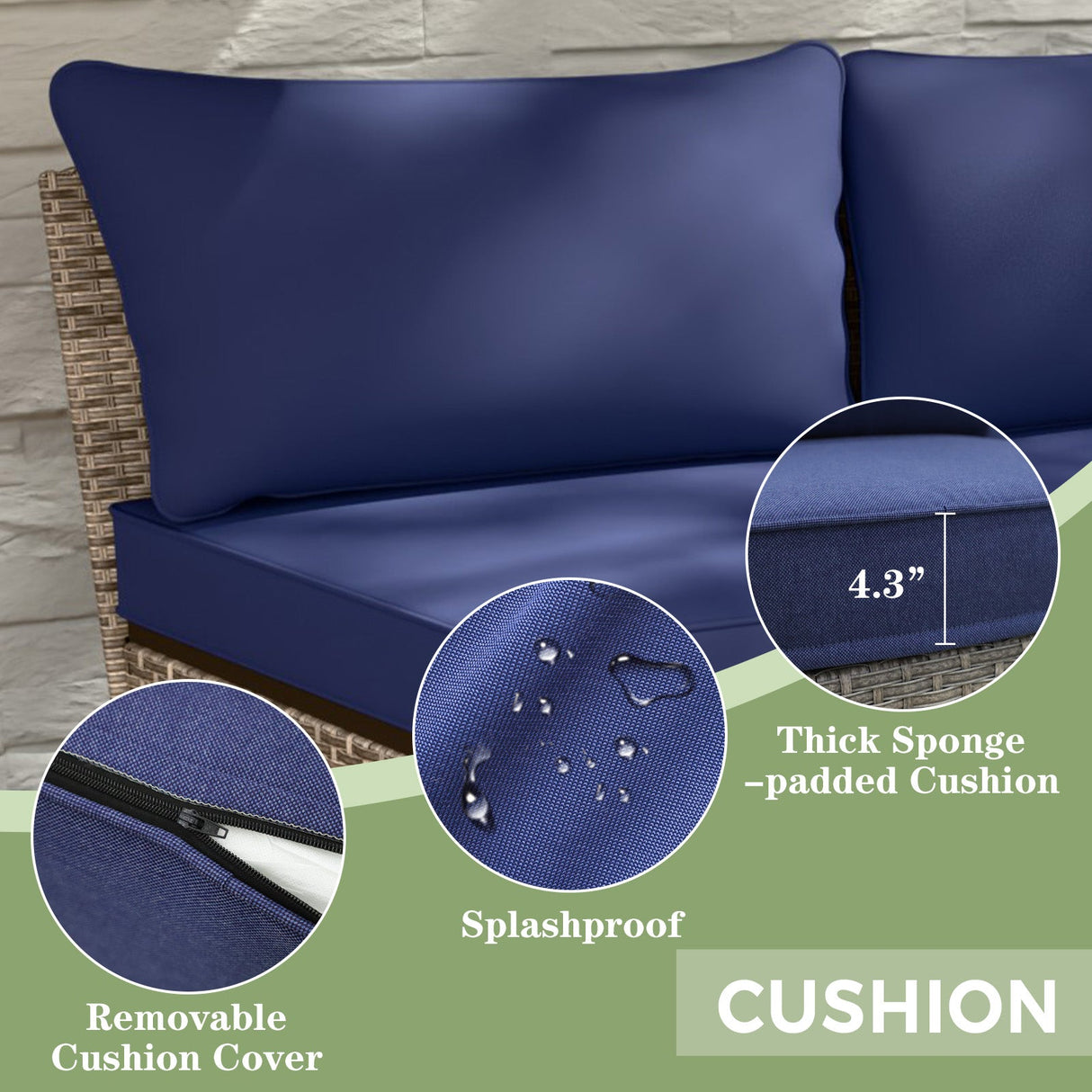 Coastal Vista Outdoor Patio Furniture Set w/ Sectional Sofas, and Coffee Table, Seats 5 - Eagle Peak Custom Canopy Tent