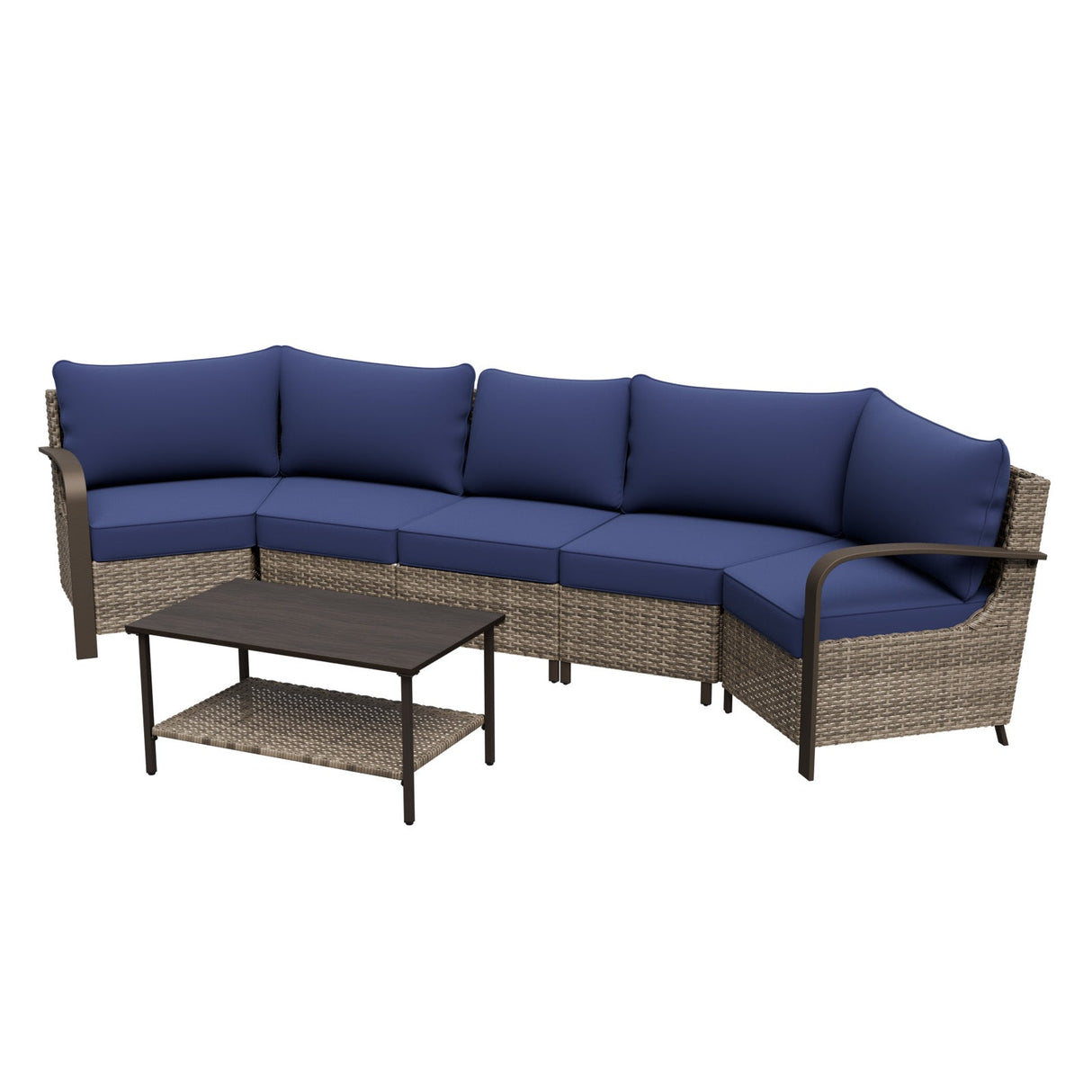 Coastal Vista Outdoor Patio Furniture Set w/ Sectional Sofas, and Coffee Table, Seats 5 - Eagle Peak Custom Canopy Tent