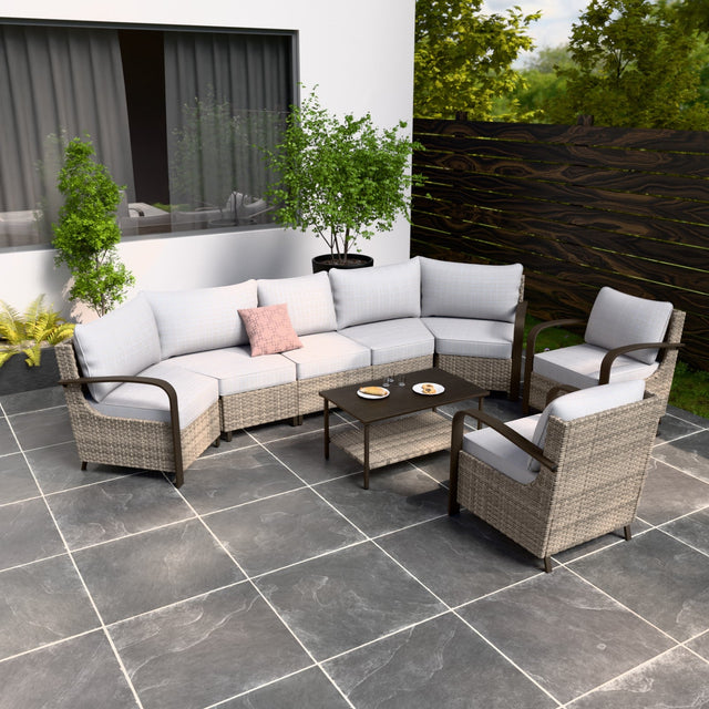 Coastal Vista Outdoor Patio Furniture Set w/Chairs, Seats 7 - Eagle Peak Custom Canopy Tent